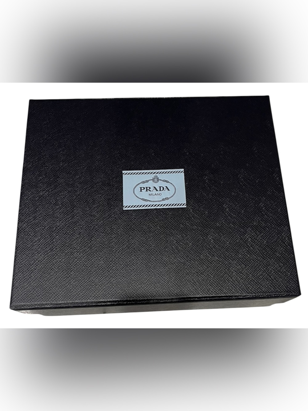 Authentic Prada Black Saffiano Epmty Box with Light Blue Label
